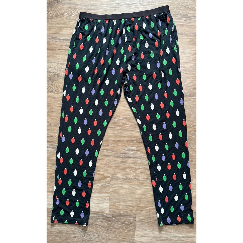 MeUndies Mens Pajama Lounge Pants Black Christmas Lights Holiday MicroModal L